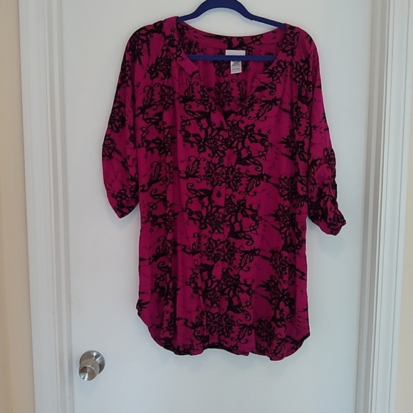 Soft Surroundings Tops - Soft Surroundings purple and black floral tunic